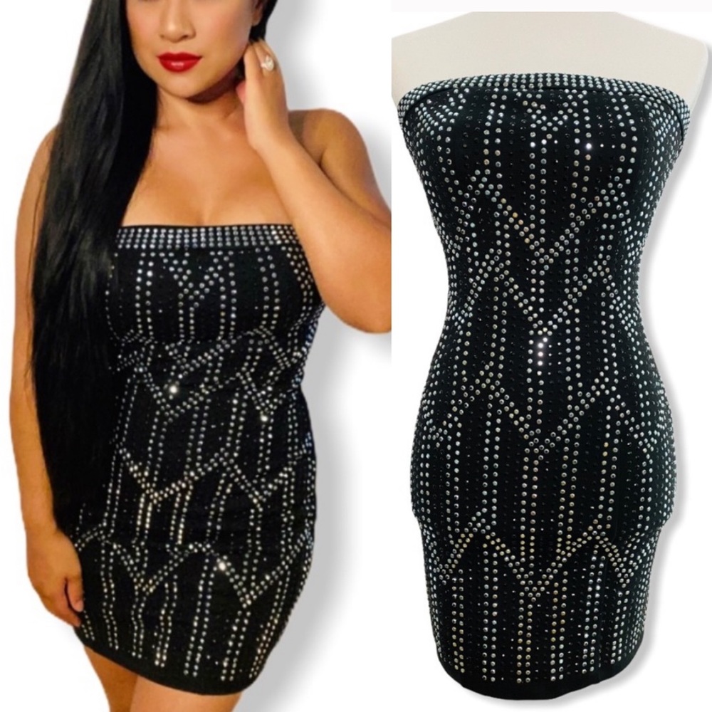 Nikibiki Black & Silver Studded tube top dress